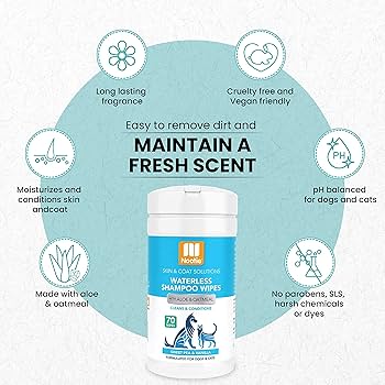 Nootie Sweet Pea & Vanilla Waterless Shampoo Wipes for Dogs & Cats, 70 Count