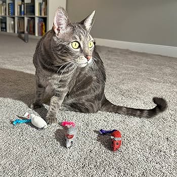 Spot Burlap Mice Cat Toy with Catnip, 3-Pack - Assorted Colors