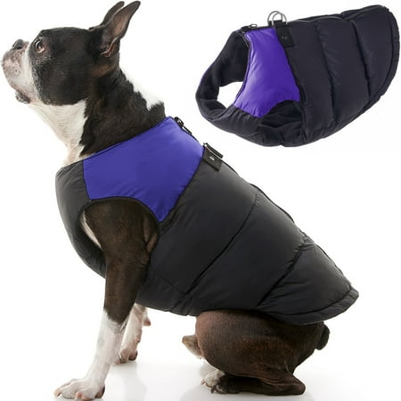Gooby Padded Vest Dog Jacket Purple X-Large Warm Fleece Zip Up Water Resistant
