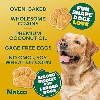 Natoo Healthy Dog Treats - Crunchy Biscuits Coconut & Mango Flavor - Large Dogs - 8 oz