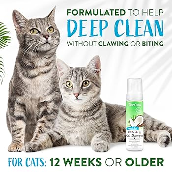 TropiClean Dander Reducing Waterless Cat Shampoo - 7.4 oz, Aqua de Coco Scent
