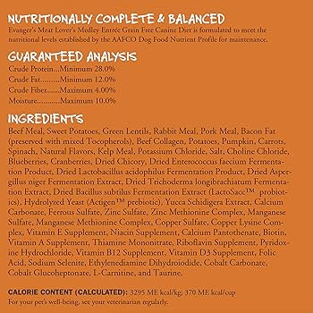 Evanger's Grain Free Meat Lover's Medley Rabbit Recipe Dry Dog Food, 4.4 lb