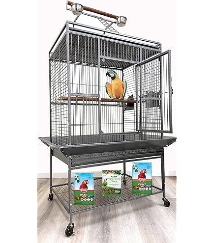 A&E Cage Green Dome Top Bird Cage 40x30 with 1" Bar Spacing - Macaw, Cockatoo, Amazon, African Grey Compatible