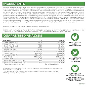 NutriSource Country Select Entree Grain Free Dry Cat Food, Chicken & Duck, 15 lb