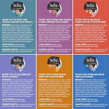 Tiki Dog Taste of The World, Gourmet International Flavors in Broth, Variety Pack, 3 oz Cups, 10 Count