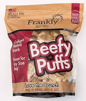 Frankly Collagen Beefy Venison Puffs Dog Treats, 5 oz Bag - USA Made, High Protein, Grain-Free