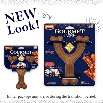 Nylabone Gourmet Style Wishbone Dog Chew Toy - Large, Bacon Flavor, Strong Chew
