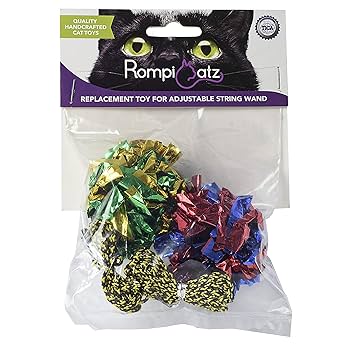 RompiCatz Replacement Interactive Cat Toy - Crinkle Balls for String Wand