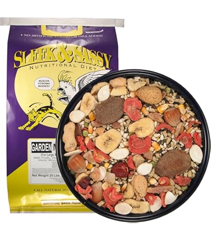 SLEEK & SASSY Garden Hookbill Parrot Food - Large Conures, Macaws & More (40 lbs)