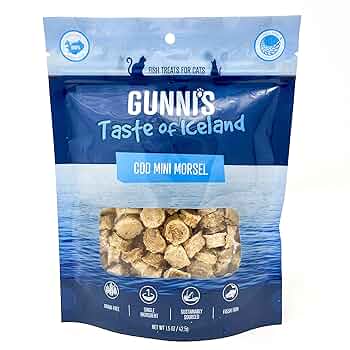 Gunni's Pet Cat Cod Mini Morsels - Crunchy Cod Treats, 1.5oz - Single Ingredient, High Protein, Grain-Free Cat Snacks