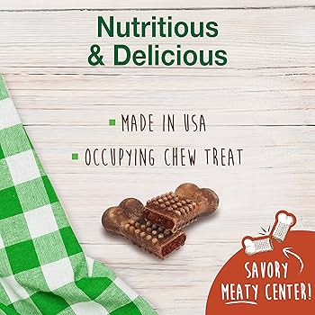 Nylabone Healthy Edibles Meaty Center Dog Treats, Beef Flavor, Small Dogs, 12 Count
