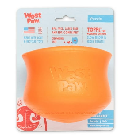 West Paw Zogoflex Toppl Dog Toy, XL, Tangerine - Treat Dispensing Puzzle for Moderate Chewers