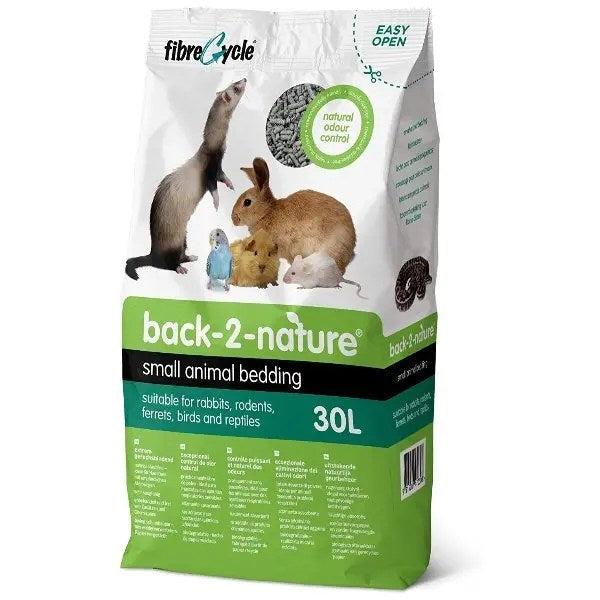 Back 2 Nature Small Animal Bedding 30L - Recycled Paper Pellets, Odor Control, Dust-Free