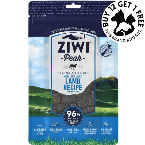 ZiwiPeak Air-Dried Lamb Cat Food - 14 oz / 400g - All Life Stages, Single Protein, Grain-Free Recipe