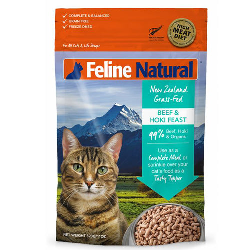 Feline Natural Grain-Free Freeze Dried Cat Food - Beef & Hoki Feast - 11oz / 320g