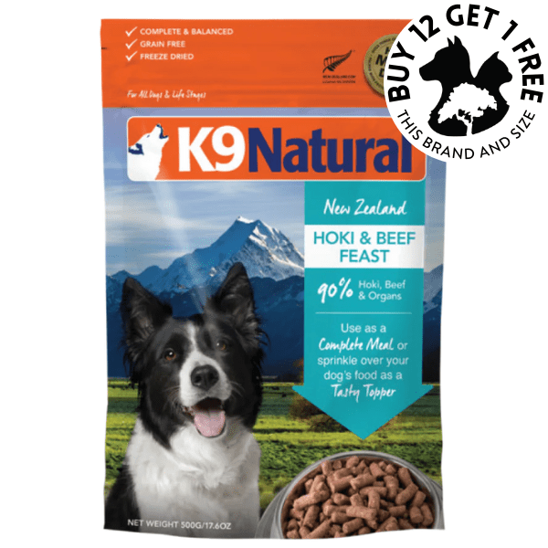 K9 Natural Freeze-Dried Dog Food Beef & Hoki Feast - 500g / 17.6 oz Grain-Free