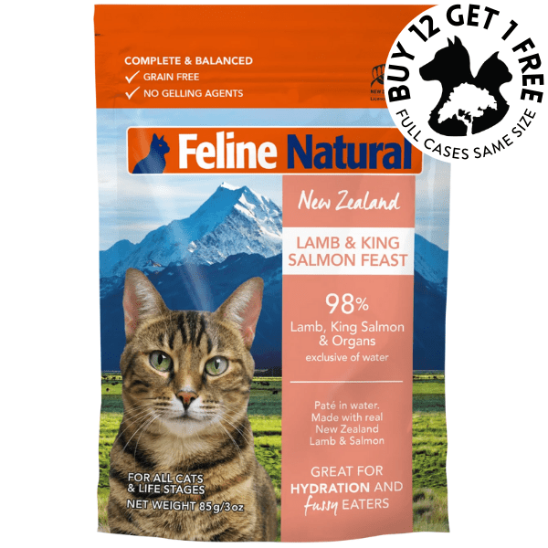 Feline Natural Cat Food Pouch - Lamb & Salmon Feast, 3 oz (85g) Single Serve