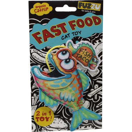 Fuzzu Llc-Fish & Taco Fast Food Catnip Cat Toy- Green Small