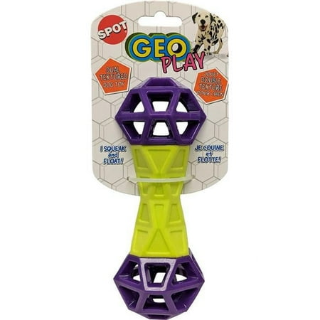 SPOT Geo Play Dual Texture Dumbbell Dog Toy - 7 Inch Assorted Colors