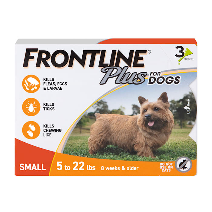 Frontline Plus for Small Dogs, 5-22 lbs, Flea and Tick Treatment, 3 Doses