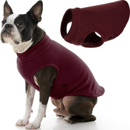 Gooby Stretch Fleece Vest Dog Sweater - Warm Pullover Fleece Jacket - Burgundy