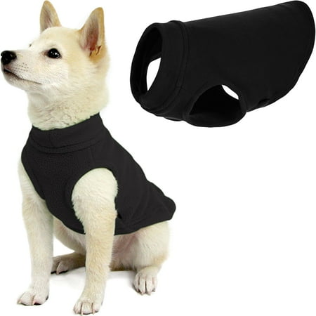 Gooby Stretch Fleece Vest Dog Sweater - Black - Warm Pullover Fleece Jacket