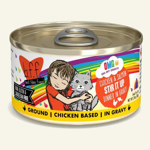 B.F.F. OMG Stir it Up Chicken & Salmon Dinner in Gravy Wet Cat Food, 2.8 oz.