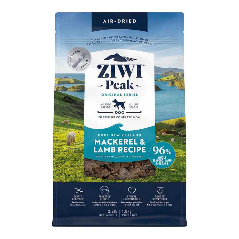 Ziwi Peak Air-Dried Mackerel & Lamb Dog Food, 2.2 lb / 1 kg - Grain-Free Recipe