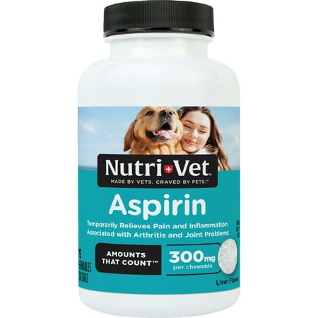 Nutri-Vet K-9 Aspirin for Large Dogs, 300mg Chewable Tablets, 75 Count. Liver Flavor. Pain Relief and Joint Support.
