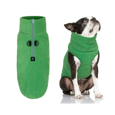 Gooby Half Zip Fleece Dog Vest - Green - Soft, Warm Pullover Jacket