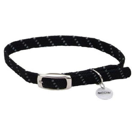 ElastaCat Reflective Safety Stretch Cat Collar with Charm, Adjustable