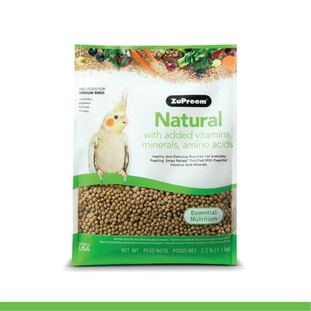ZuPreem Natural Medium Bird Food, 2.5 lb - Cockatiel, Lovebird, Conure Pellets