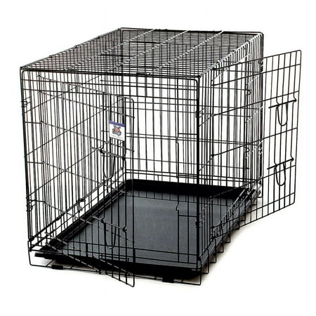 Pet Lodge WCXLG Extra-Large Double Door Wire Dog Crate - 42x27x30 Black