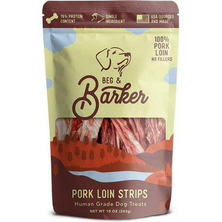 Beg & Barker Pork Loin Dog Strips, Jerky Treats - 10 oz, USA Made, Grain-Free