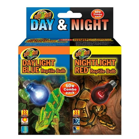 Zoo Med Day & Night Reptile Bulb Combo Pack - 60 Watts - 2 Bulbs