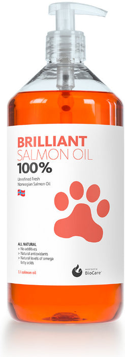Brilliant Salmon Oil for Pets - 34 oz / 1 Liter - Dog & Cat Supplement