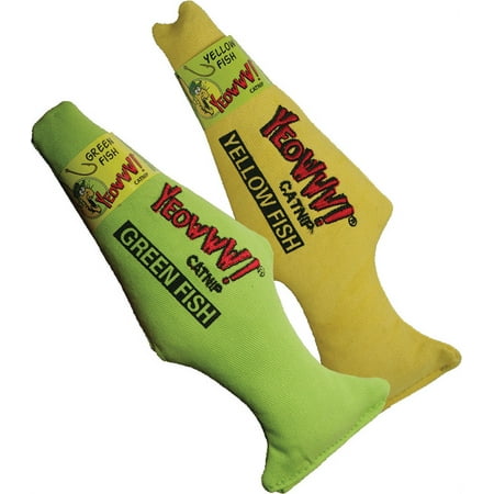 Yeowww! Green Fish Cat Toy - 7" Organic Catnip Filled Fish Toy for Cats