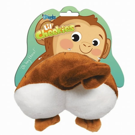 Grriggles Lil' Cheekies Monkey Plush Dog Toy - Soft Stuffed Animal with Squeaker