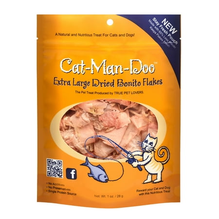 Cat-Man-Doo Bonito Flakes - Extra Large Dried Fish Cat & Dog Treats - 1oz