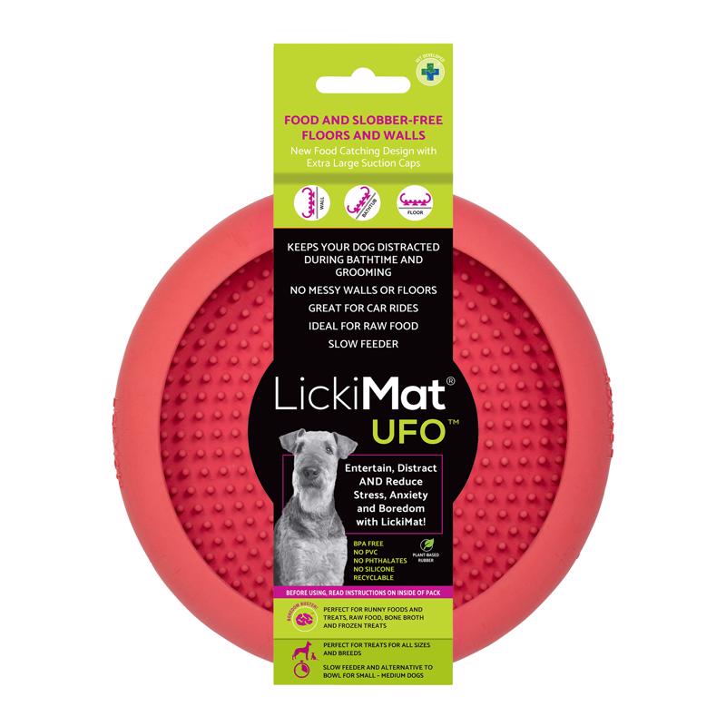 LickiMat UFO Dog Slow Feeder Mat - Pink Rubber Treat Distractor