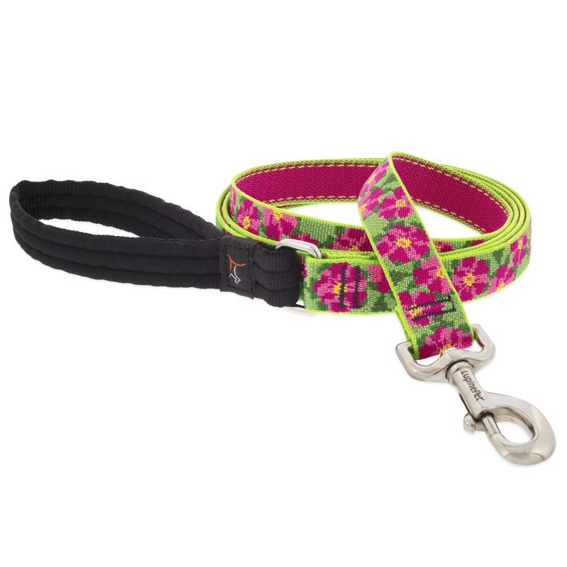 LupinePet Petunias Dog Leash - 1" x 6' - Original Multicolored Nylon Lead