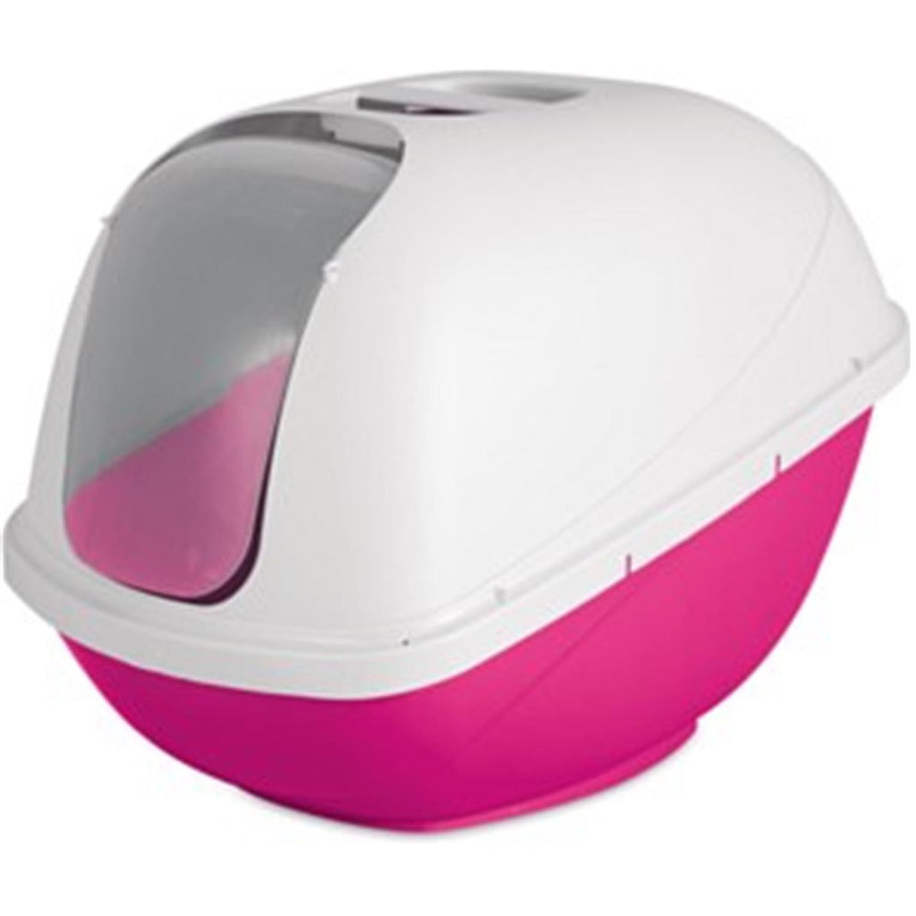 Petmate Basic Hooded Cat Litter Pan, Large, Pink and Whit...