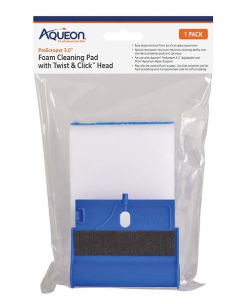 Aqueon ProScraper 3.0 Replacement Foam and Holder - Twist & Click Cleaning Pad for Aquariums