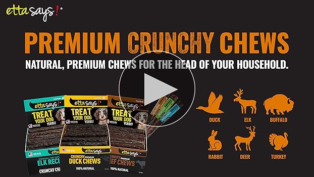 Etta Says! Premium Crunchy Duck Dog Chews 4.5" - Grain-Free, USA Made (36 Count)