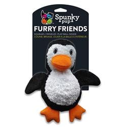 Spunky Pup Furry Friends Penguin Dog Toy with Ball Squeaker Plush