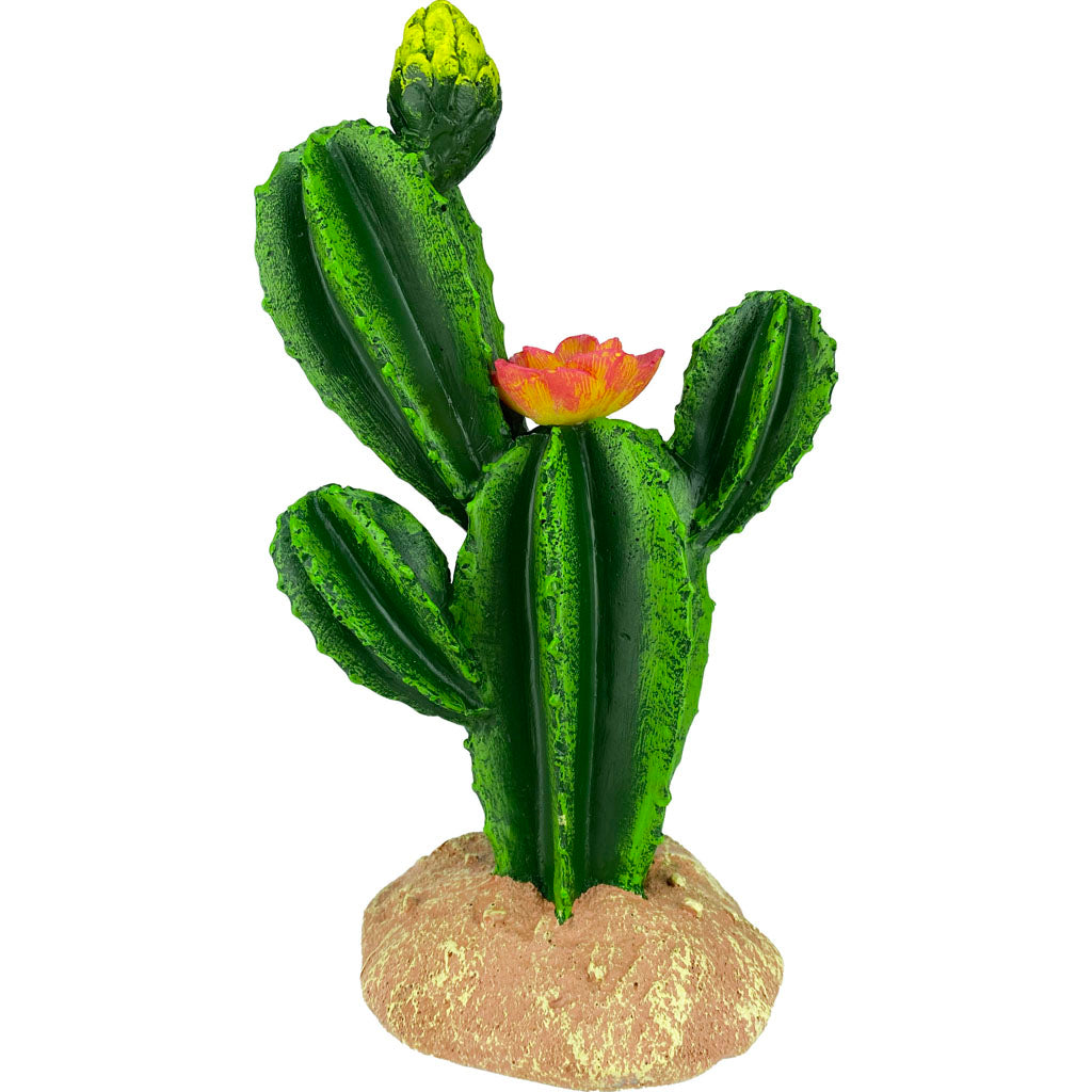 Komodo Cactus with Flower Reptile Terrarium Ornament - 9 Inch