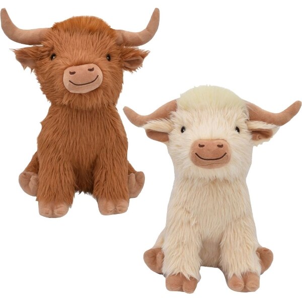 Multipet Highland Cow Shaggy Dog Toy - Brown Plush Animal, 14-18 inch (Jumbo or Large)