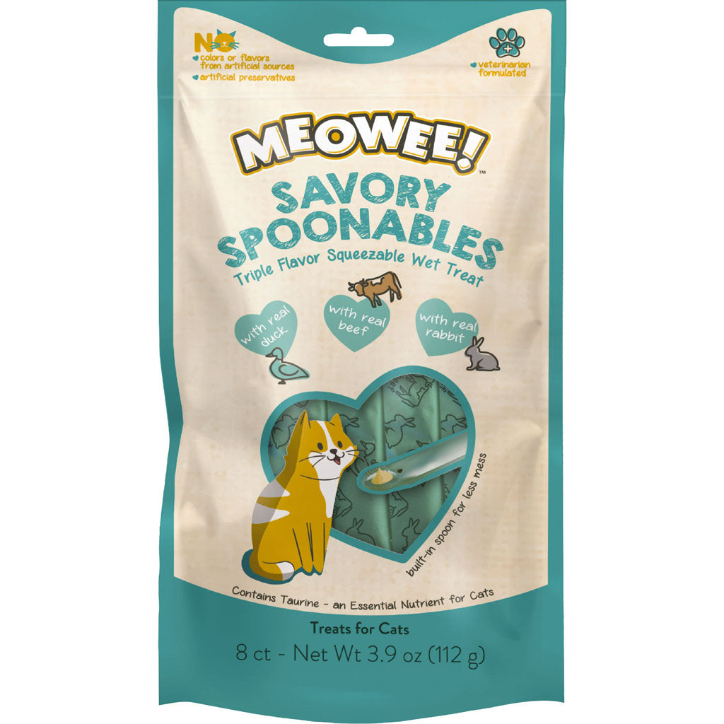 MEOWEE! Savory Spoonables Cat Treats - Duck, Beef & Rabbit Flavor, 8 Count