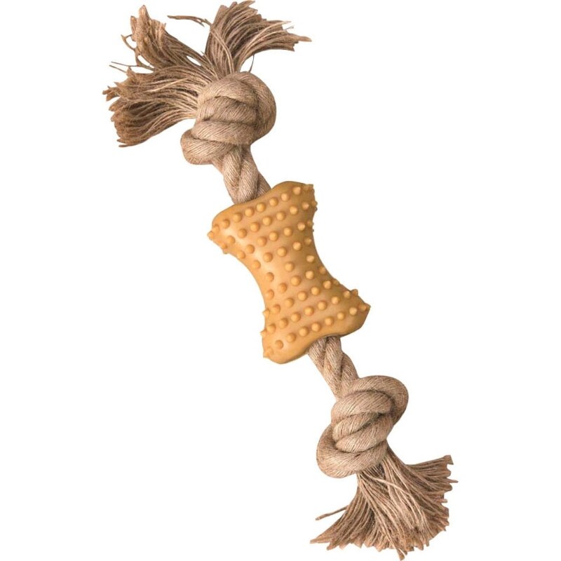 Spot Ethical Pet Love The Earth Natural Rubber Bone with Rope Dog Toy - 7 Inch