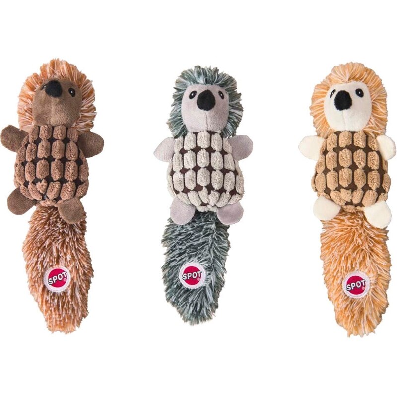 Ethical Pet Lil Spots Hedgehog Dog Toy - 7" Plush Squeaky Cuddle Toy (Assorted Colors)